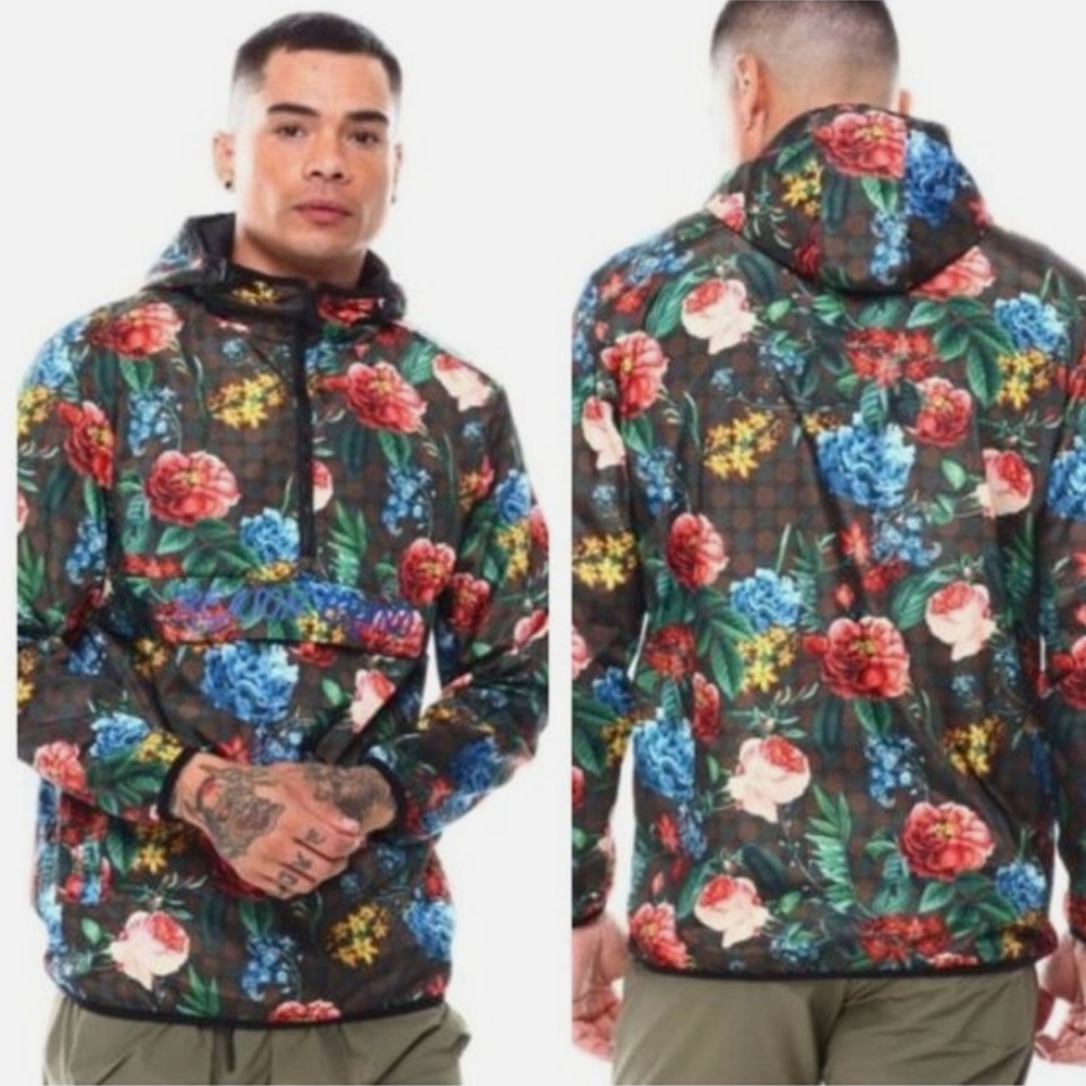Reason Floral Windbreaker Jacket - Red, Blue, Green